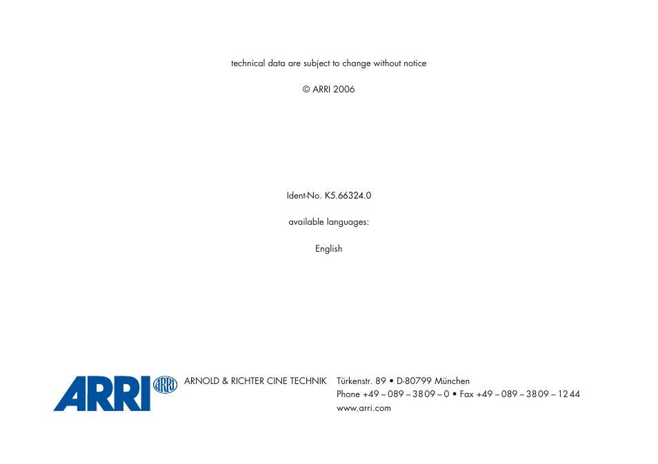 ARRI ARRIFLEX 416 User Manual | Page 240 / 240