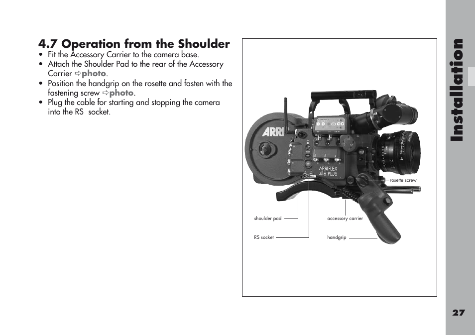 7 operation from the shoulder | ARRI ARRIFLEX 416 User Manual | Page 27 / 240