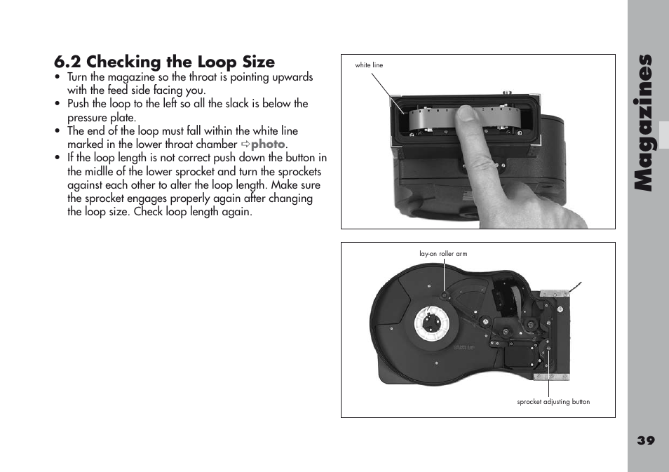 2 checking the loop size, Magazine s | ARRI ARRIFLEX 416 User Manual | Page 39 / 240