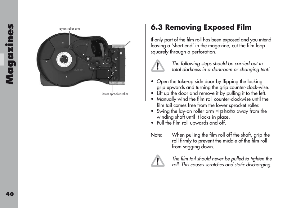 3 removing exposed film, Magazine s | ARRI ARRIFLEX 416 User Manual | Page 40 / 240