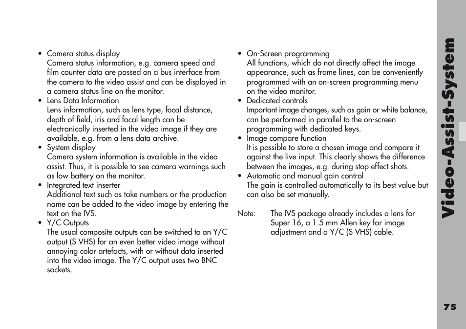 Video-a ss is t-sy stem | ARRI ARRIFLEX 416 User Manual | Page 75 / 240