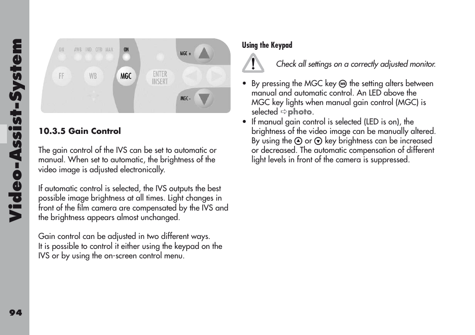 5 gain control, Video-a ss is t-sy stem | ARRI ARRIFLEX 416 User Manual | Page 94 / 240