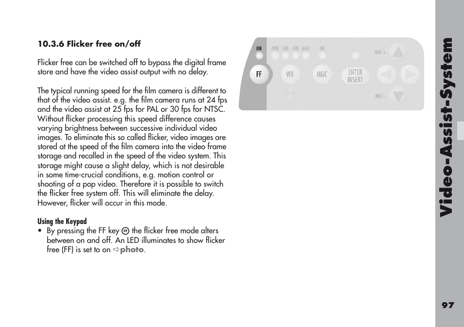 6 flicker free on/off, Video-a ss is t-sy stem | ARRI ARRIFLEX 416 User Manual | Page 97 / 240