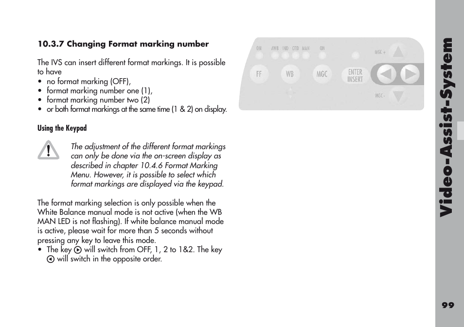 7 changing format marking number, Video-a ss is t-sy stem | ARRI ARRIFLEX 416 User Manual | Page 99 / 240