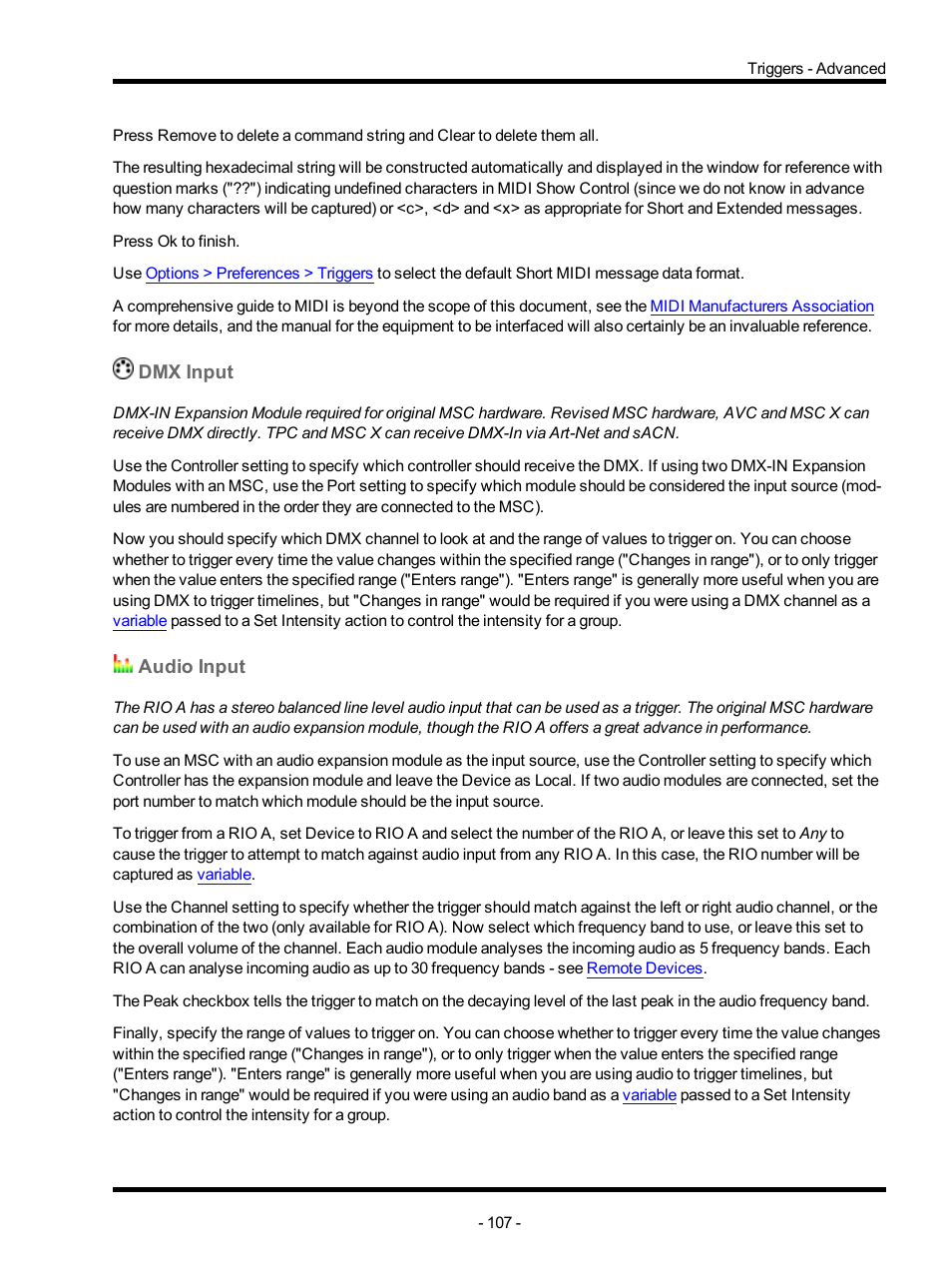 Dmx input, Audio input | ETC Unison Mosaic Designer v1.11.0 User Manual | Page 107 / 252