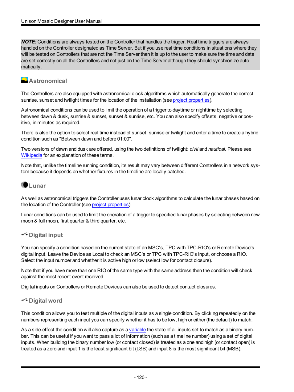 Astronomical, Lunar, Digital input | Digital word | ETC Unison Mosaic Designer v1.11.0 User Manual | Page 120 / 252