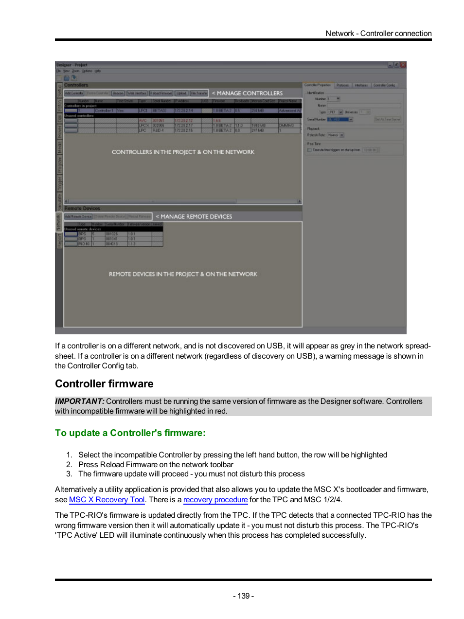 Controller firmware, To update a controller's firmware | ETC Unison Mosaic Designer v1.11.0 User Manual | Page 139 / 252
