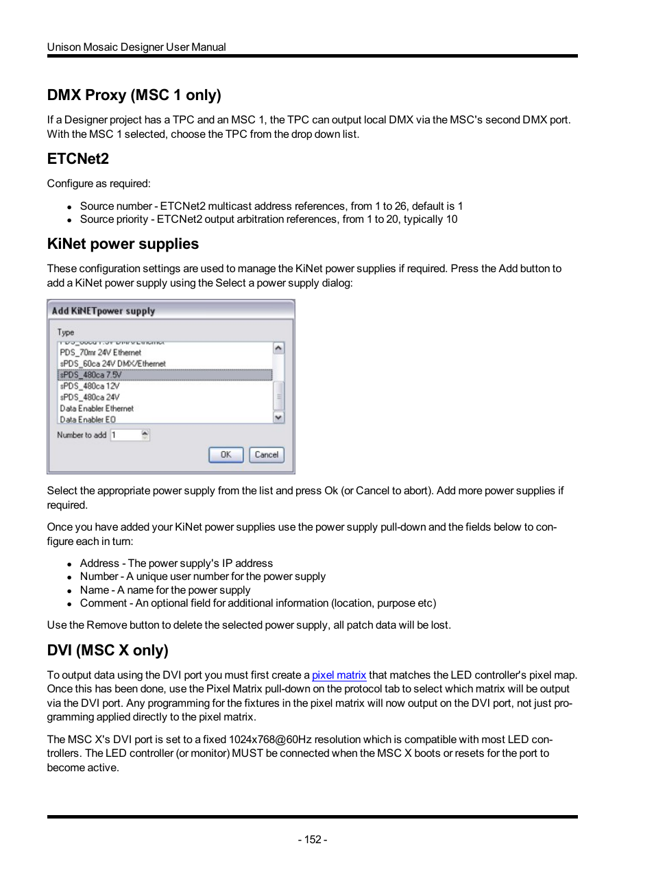 Dmx proxy (msc 1 only), Etcnet2, Kinet power supplies | Dvi (msc x only) | ETC Unison Mosaic Designer v1.11.0 User Manual | Page 152 / 252