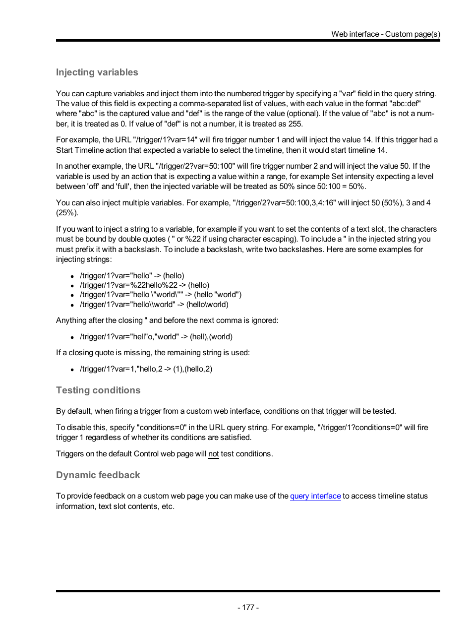 Injecting variables, Testing conditions, Dynamic feedback | ETC Unison Mosaic Designer v1.11.0 User Manual | Page 177 / 252