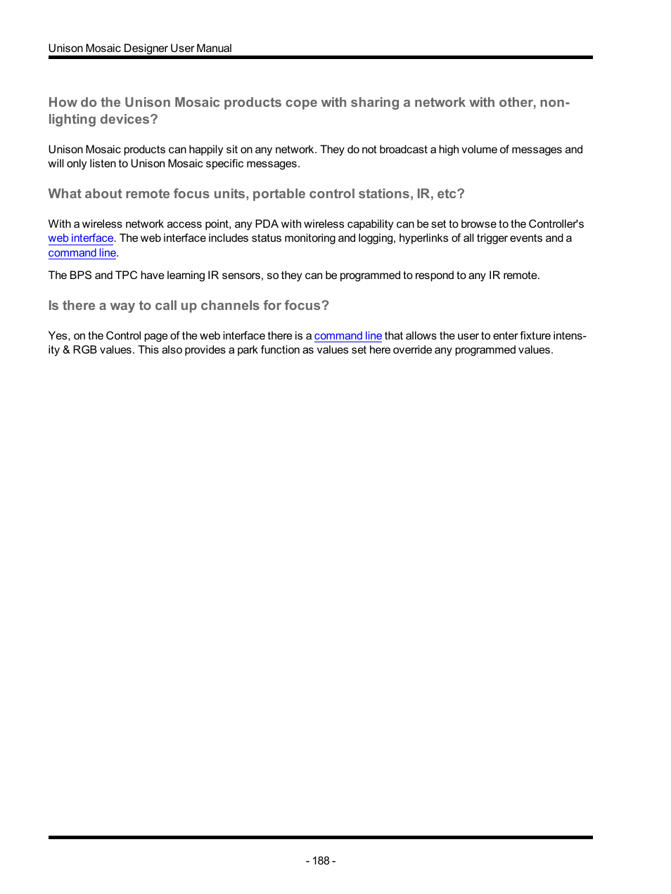 Is there a way to call up channels for focus | ETC Unison Mosaic Designer v1.11.0 User Manual | Page 188 / 252
