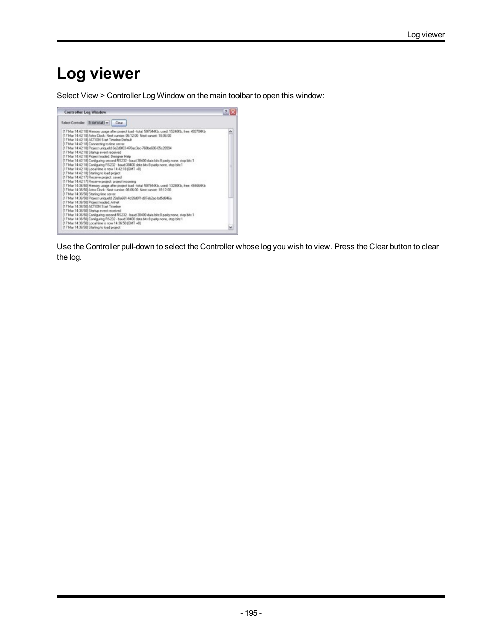 Log viewer | ETC Unison Mosaic Designer v1.11.0 User Manual | Page 195 / 252