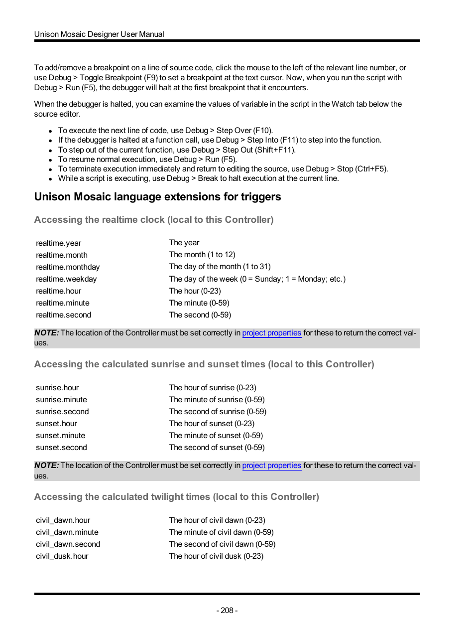 Unison mosaic language extensions for triggers | ETC Unison Mosaic Designer v1.11.0 User Manual | Page 208 / 252