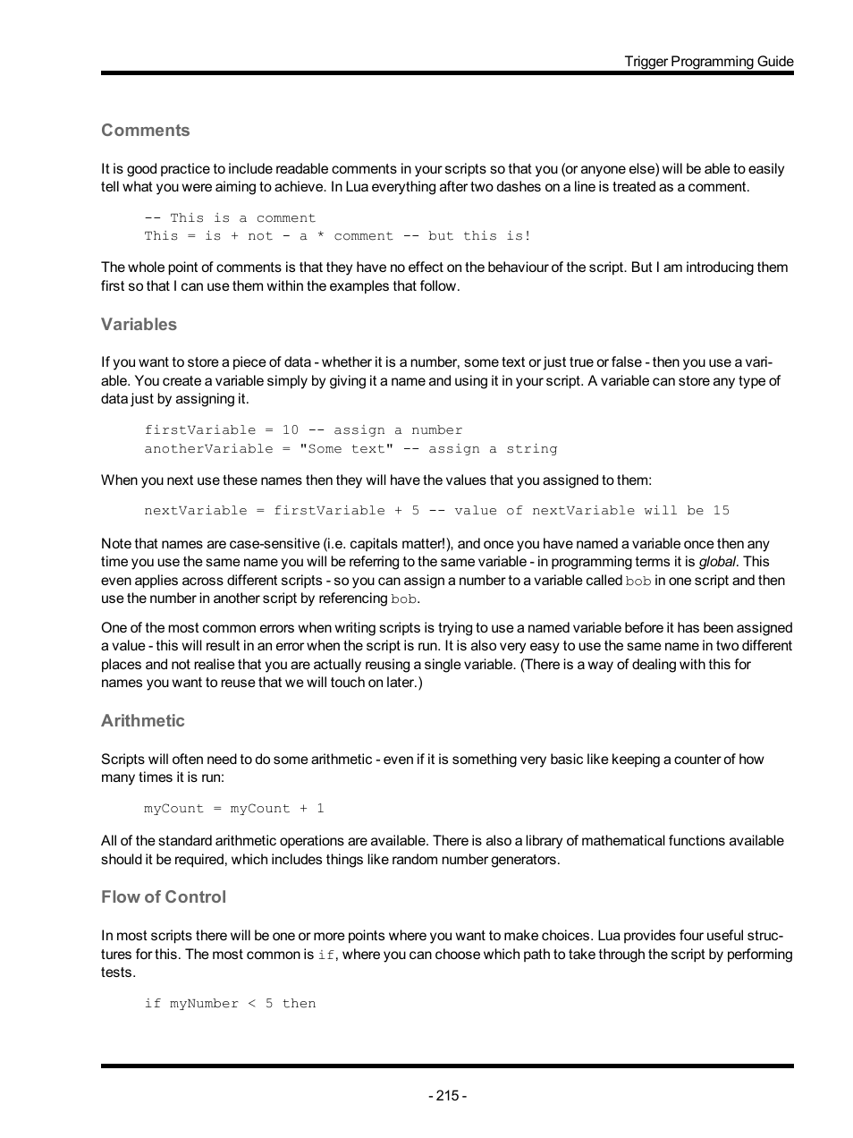 Comments, Variables, Arithmetic | Flow of control | ETC Unison Mosaic Designer v1.11.0 User Manual | Page 215 / 252