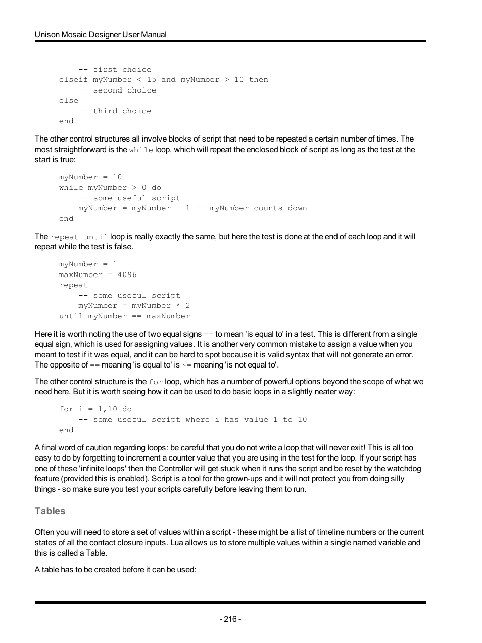 Tables | ETC Unison Mosaic Designer v1.11.0 User Manual | Page 216 / 252