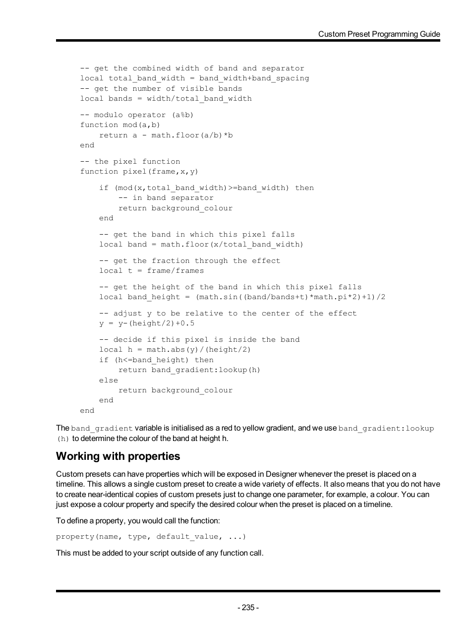 Working with properties | ETC Unison Mosaic Designer v1.11.0 User Manual | Page 235 / 252