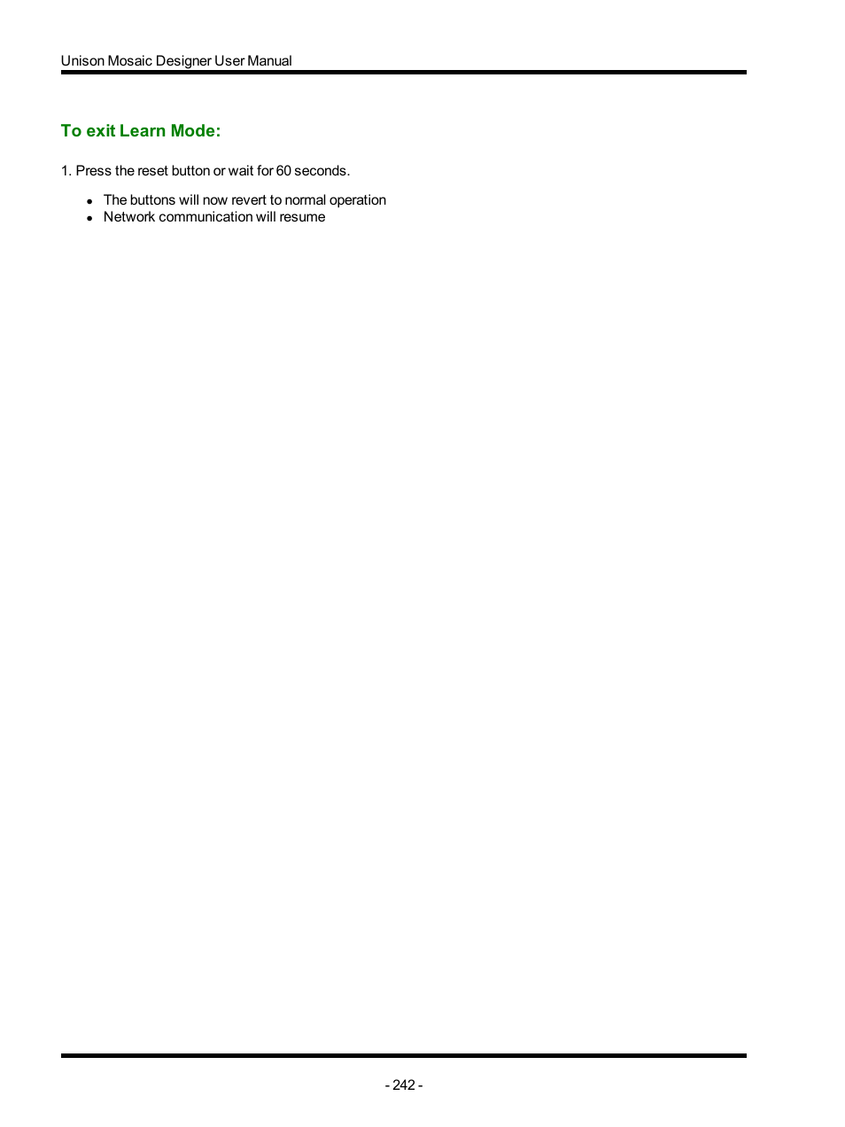To exit learn mode | ETC Unison Mosaic Designer v1.11.0 User Manual | Page 242 / 252