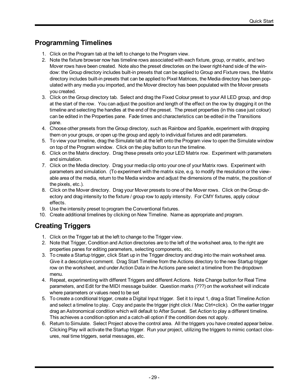 Programming timelines, Creating triggers | ETC Unison Mosaic Designer v1.11.0 User Manual | Page 29 / 252
