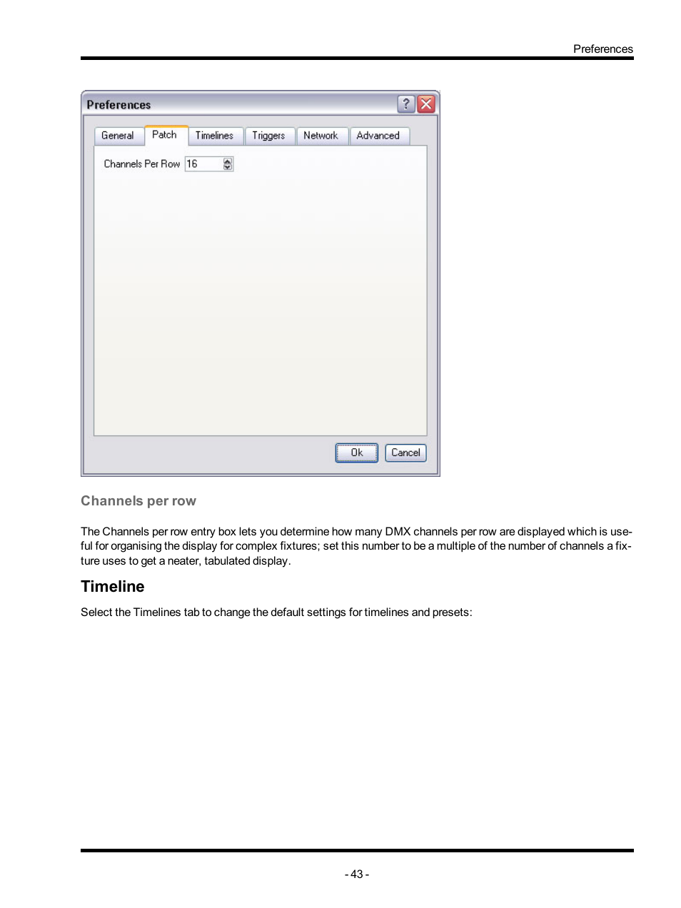 Channels per row, Timeline | ETC Unison Mosaic Designer v1.11.0 User Manual | Page 43 / 252