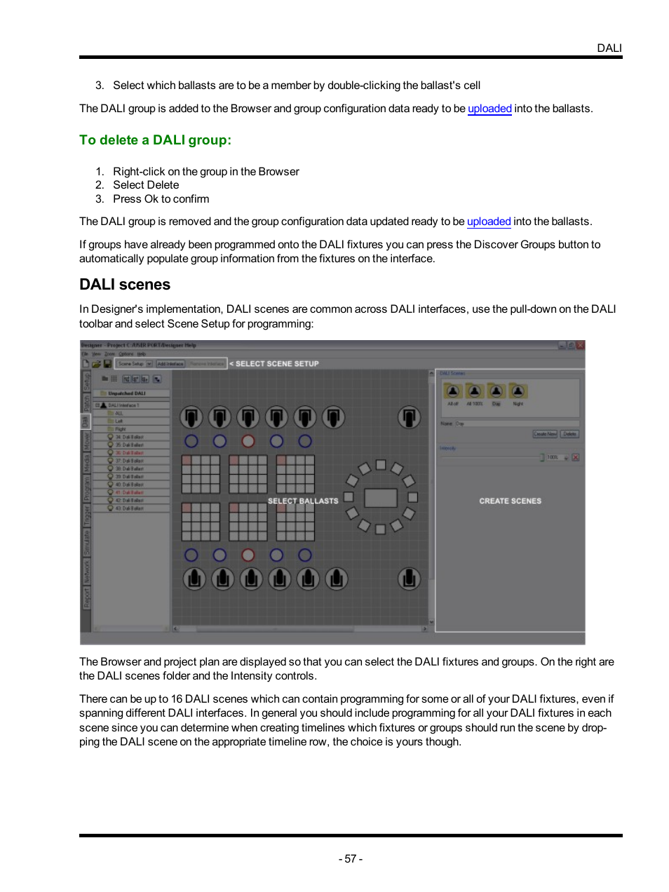 To delete a dali group, Dali scenes | ETC Unison Mosaic Designer v1.11.0 User Manual | Page 57 / 252