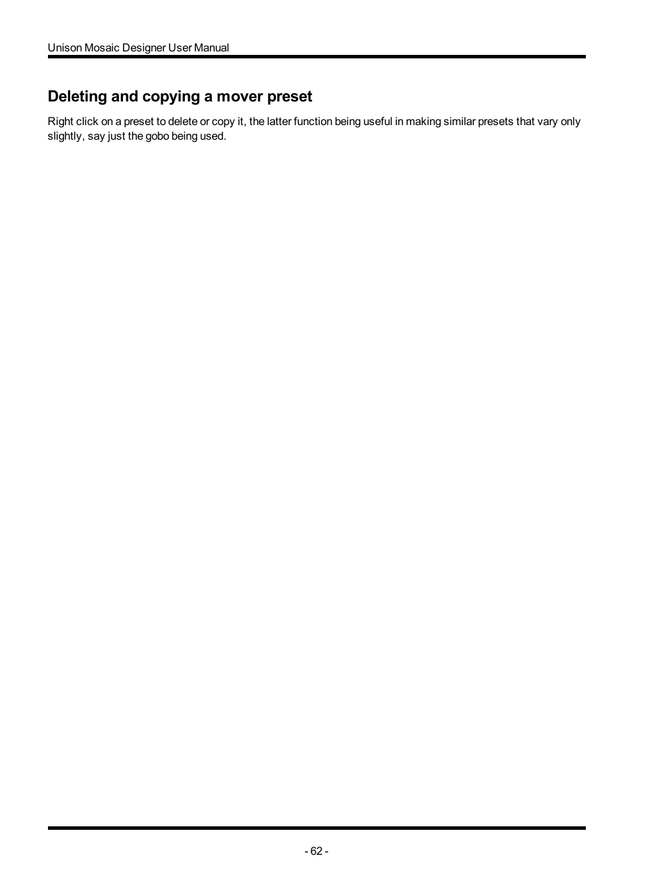 Deleting and copying a mover preset | ETC Unison Mosaic Designer v1.11.0 User Manual | Page 62 / 252