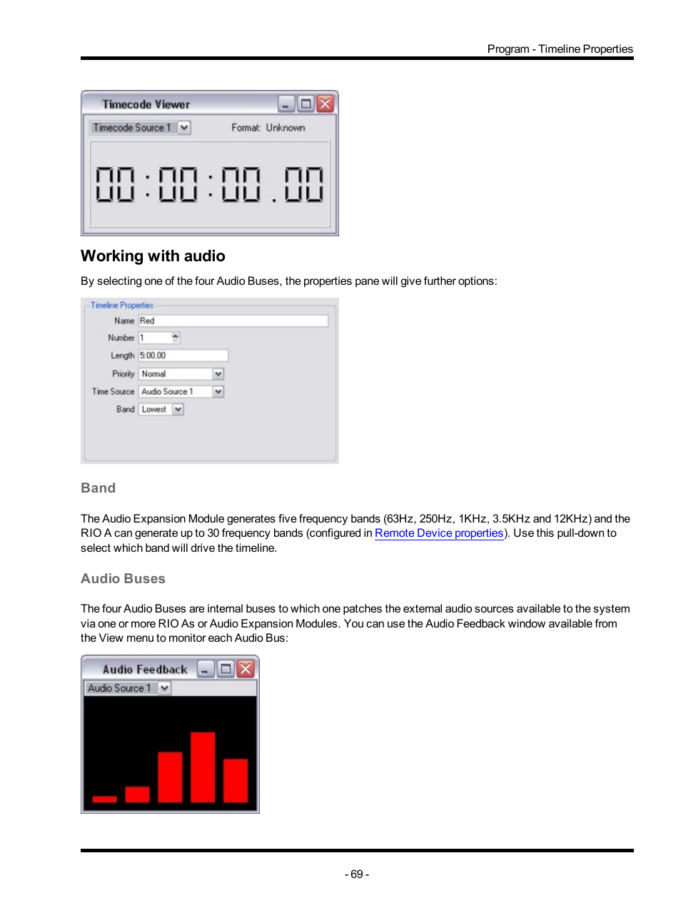 Working with audio, Band, Audio buses | ETC Unison Mosaic Designer v1.11.0 User Manual | Page 69 / 252