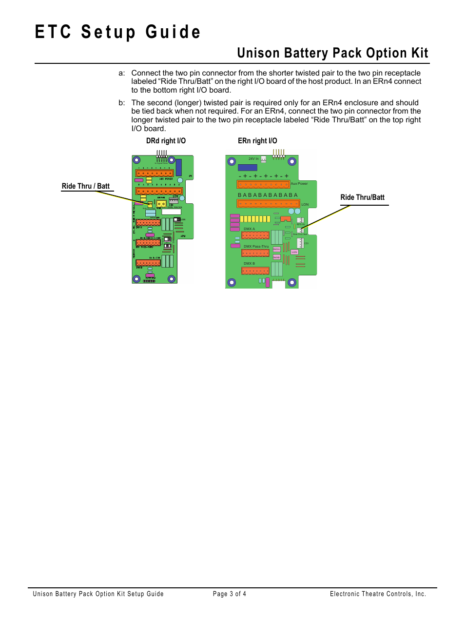 Unison battery pack option kit | ETC Unison BatteryPack Option Kit User Manual | Page 3 / 4