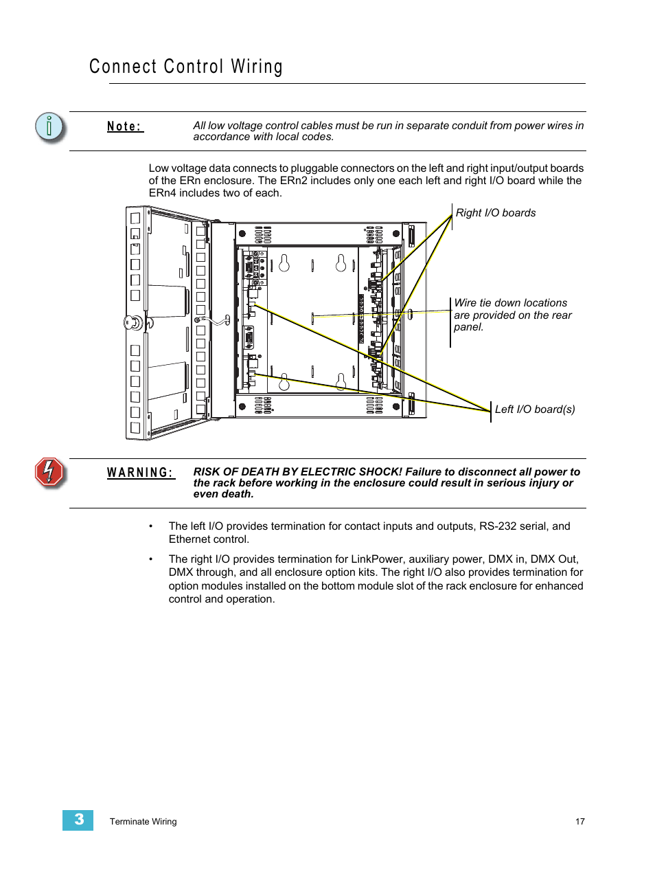 Connect control wiring | ETC Unison ERn Wall-mount Control Enclosure User Manual | Page 21 / 44