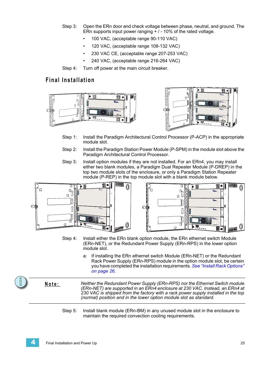 Final installation, N o t e | ETC Unison ERn Wall-mount Control Enclosure User Manual | Page 29 / 44