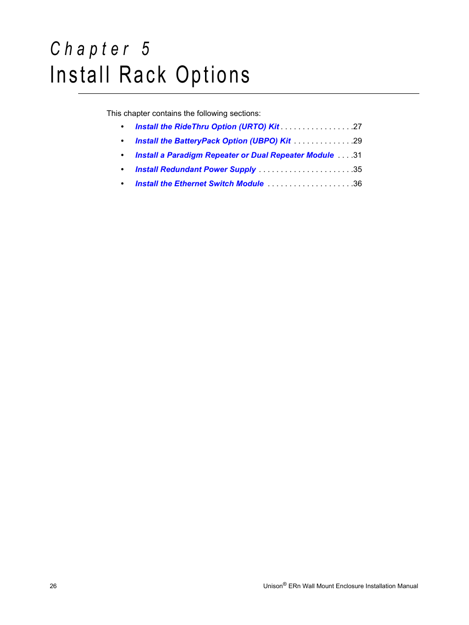 Install rack options | ETC Unison ERn Wall-mount Control Enclosure User Manual | Page 30 / 44