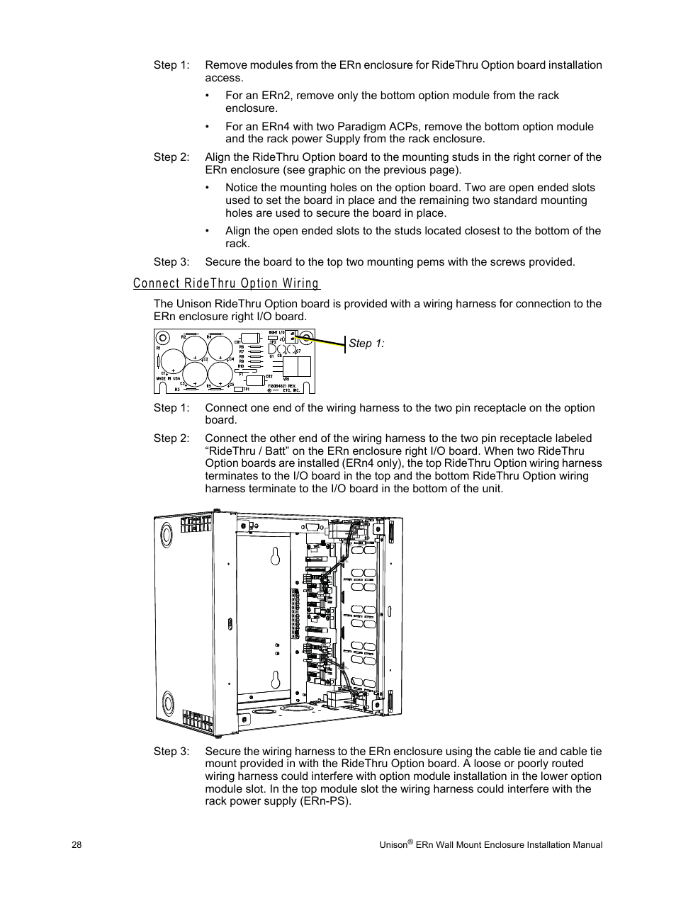 Connect ridethru option wiring | ETC Unison ERn Wall-mount Control Enclosure User Manual | Page 32 / 44