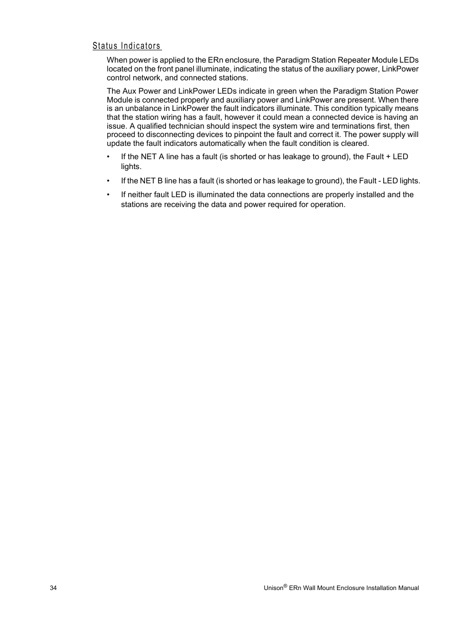 Status indicators | ETC Unison ERn Wall-mount Control Enclosure User Manual | Page 38 / 44