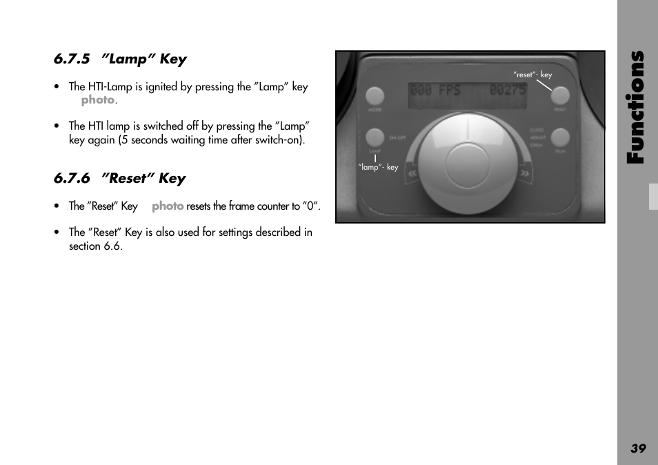 Functions | ARRI LOCPRO 35 User Manual | Page 39 / 82