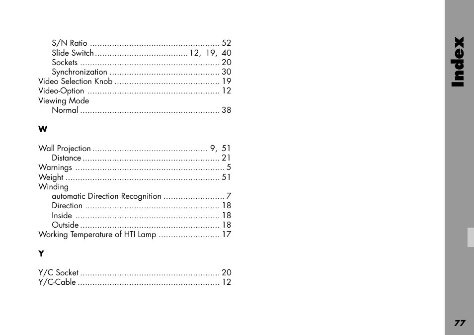 Viewing mode, Winding, Index | ARRI LOCPRO 35 User Manual | Page 77 / 82