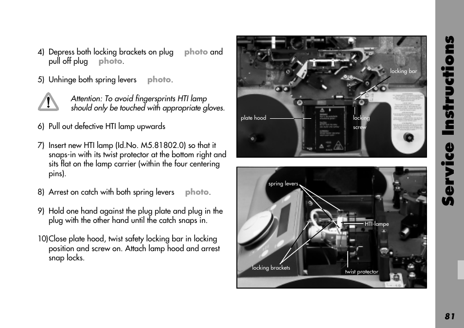 Ser vice instr uctions | ARRI LOCPRO 35 User Manual | Page 81 / 82