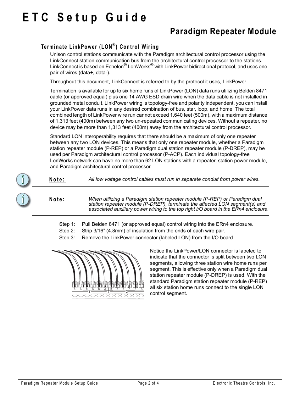 Paradigm repeater module | ETC Unison Paradigm Repeater Module User Manual | Page 2 / 4