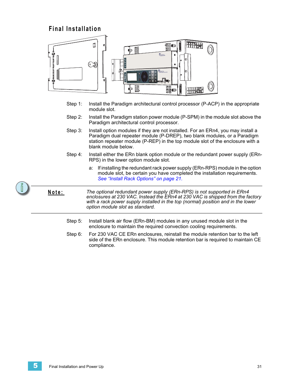 Final installation, N o t e | ETC Unison ERn Rack-mount Control Enclosure User Manual | Page 35 / 36