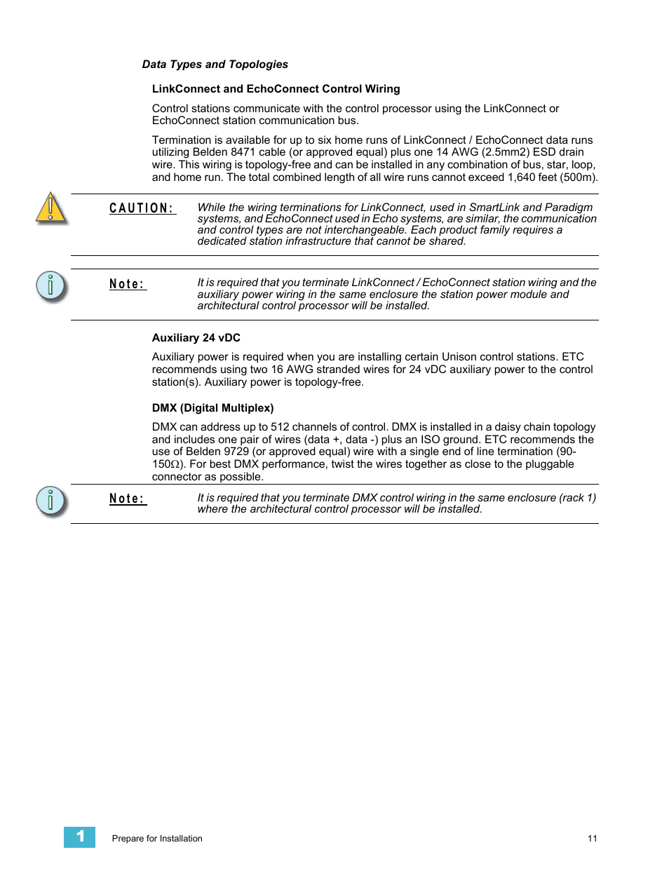 Data types and topologies, N o t e | ETC Unison DRd Dimming Rack Enclosure User Manual | Page 15 / 68