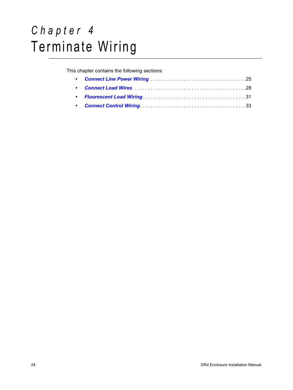Terminate wiring, C h a p t e r 4 | ETC Unison DRd Dimming Rack Enclosure User Manual | Page 28 / 68