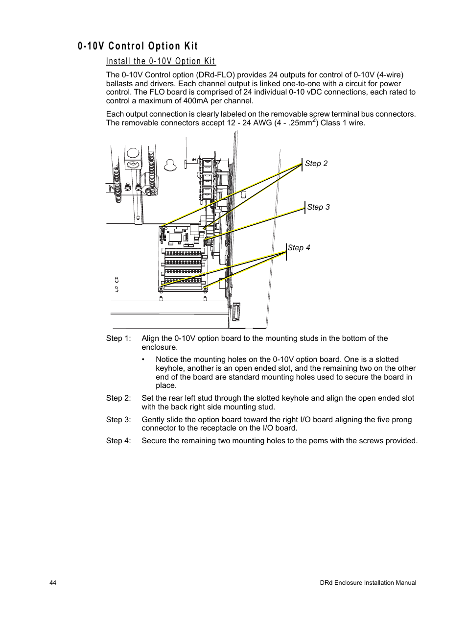 10v control option kit, Install the 0-10v option kit | ETC Unison DRd Dimming Rack Enclosure User Manual | Page 48 / 68