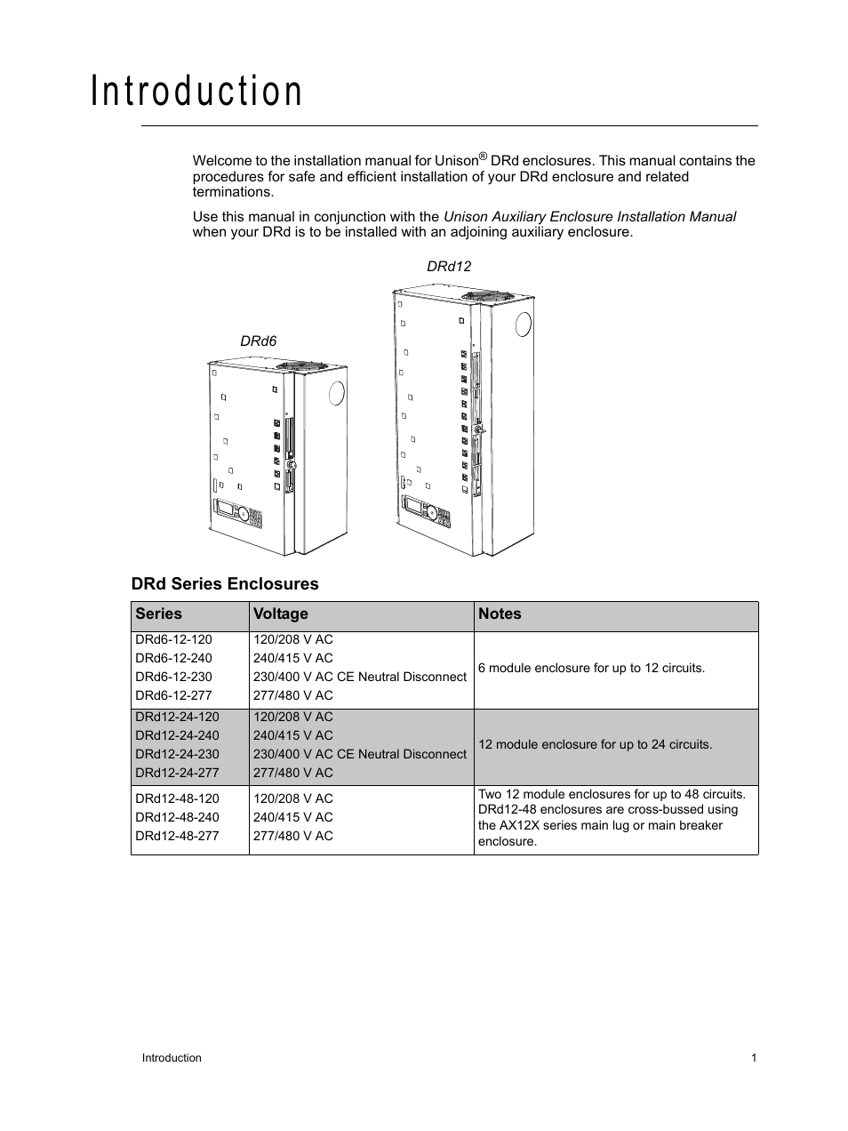 Introduction | ETC Unison DRd Dimming Rack Enclosure User Manual | Page 5 / 68