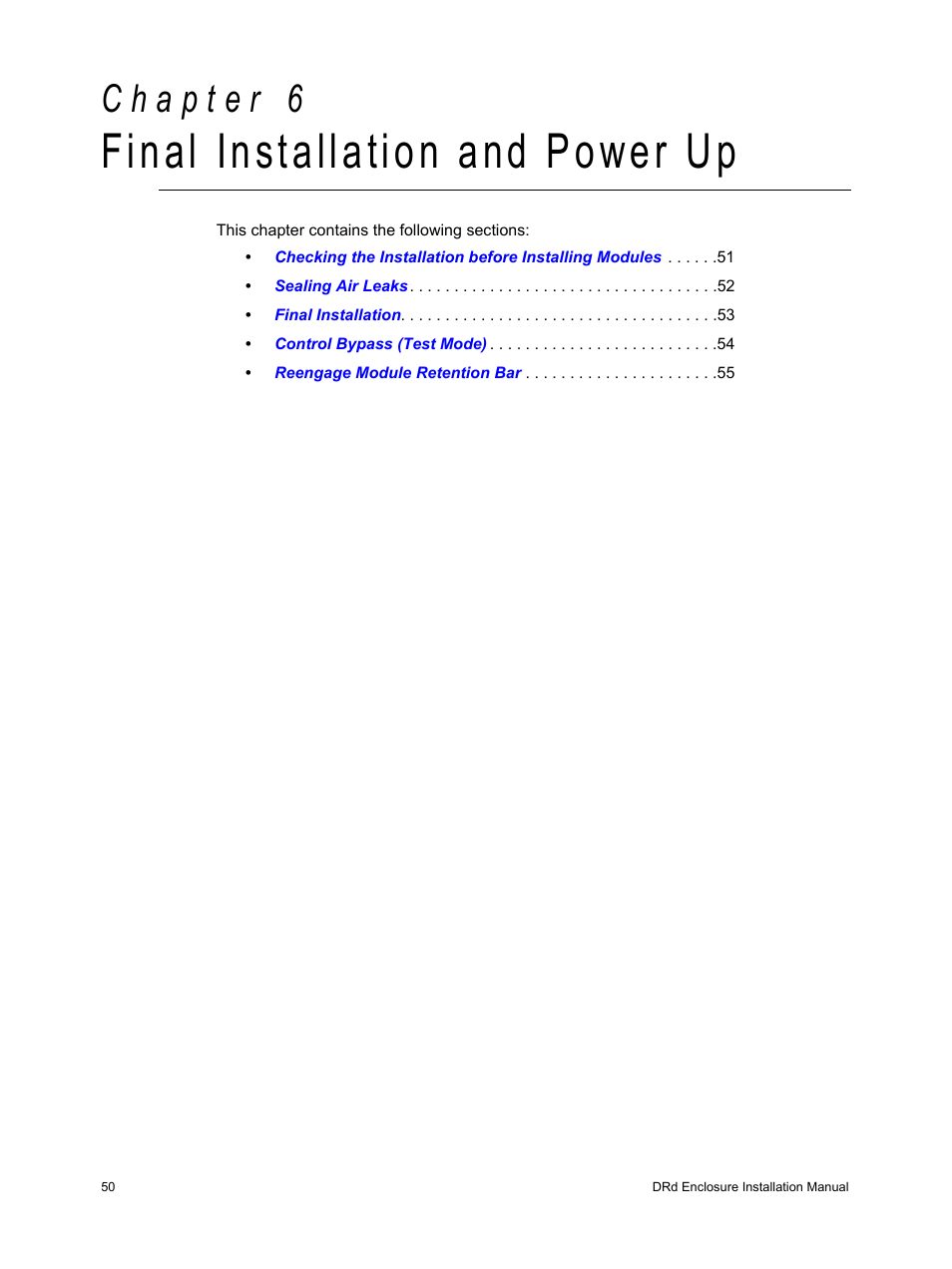 Final installation and power up, C h a p t e r 6 | ETC Unison DRd Dimming Rack Enclosure User Manual | Page 54 / 68