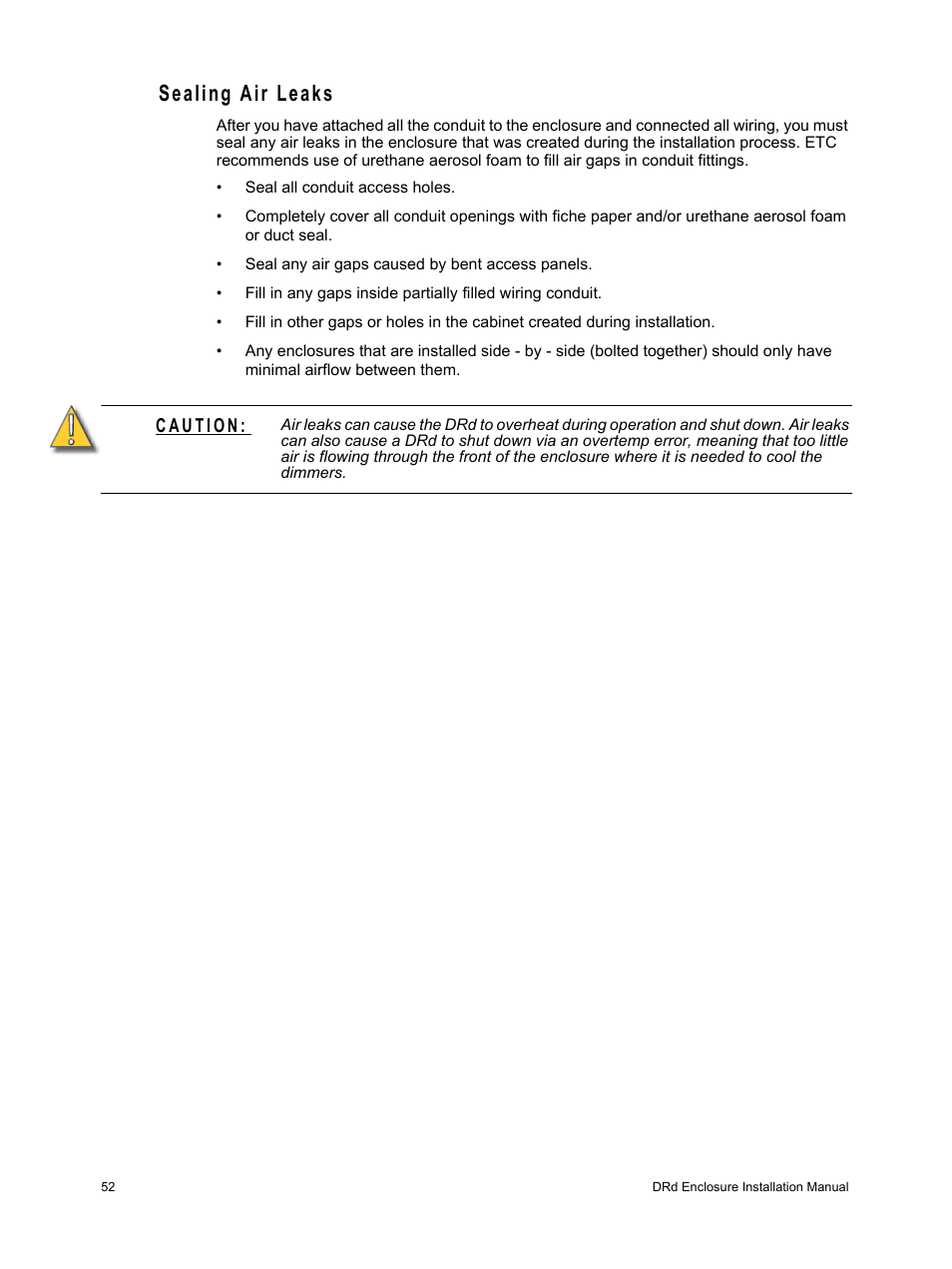 Sealing air leaks | ETC Unison DRd Dimming Rack Enclosure User Manual | Page 56 / 68