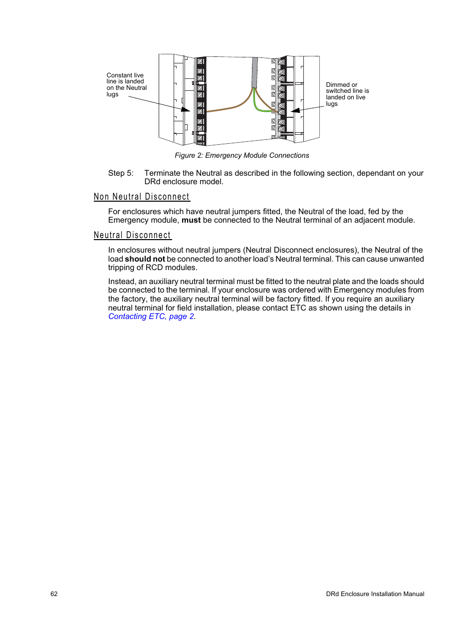 Non neutral disconnect, Neutral disconnect, Non neutral disconnect neutral disconnect | ETC Unison DRd Dimming Rack Enclosure User Manual | Page 66 / 68