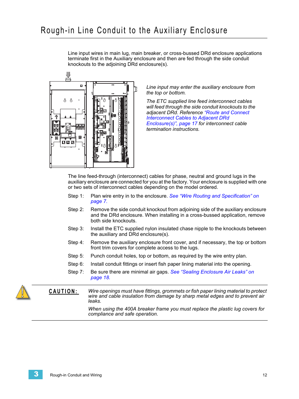 Rough-in line conduit to the auxiliary enclosure | ETC Unison Auxiliary Enclosure Series User Manual | Page 15 / 24
