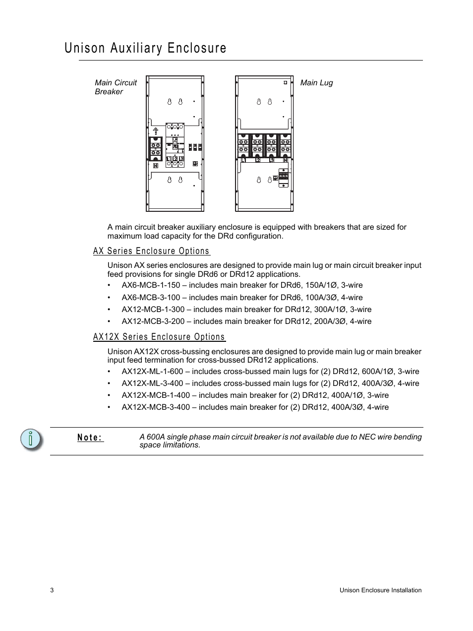 Unison auxiliary enclosure | ETC Unison Auxiliary Enclosure Series User Manual | Page 6 / 24