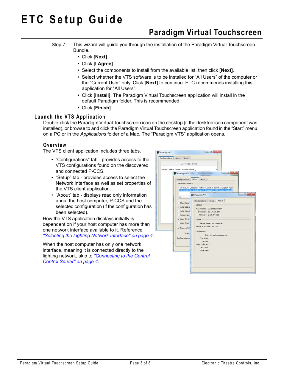 Launch the vts application, Overview, Paradigm virtual touchscreen | ETC Unison Paradigm Virtual Touchscreen User Manual | Page 3 / 8