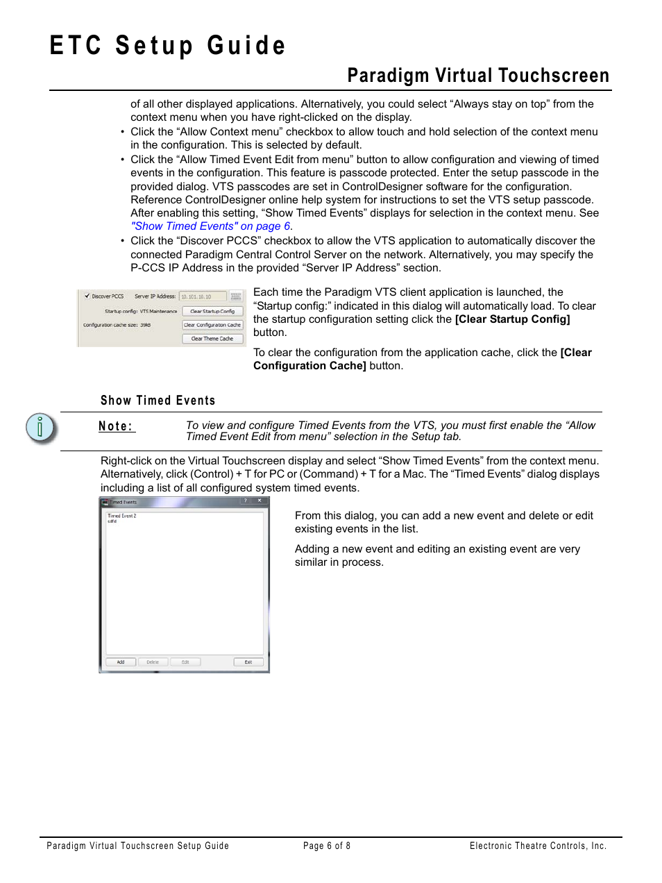 Show timed events, Paradigm virtual touchscreen | ETC Unison Paradigm Virtual Touchscreen User Manual | Page 6 / 8