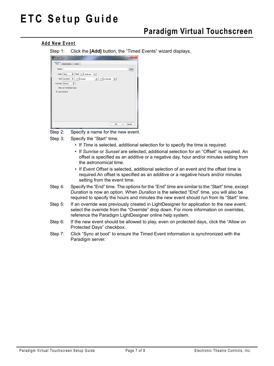 Add new event, Paradigm virtual touchscreen | ETC Unison Paradigm Virtual Touchscreen User Manual | Page 7 / 8