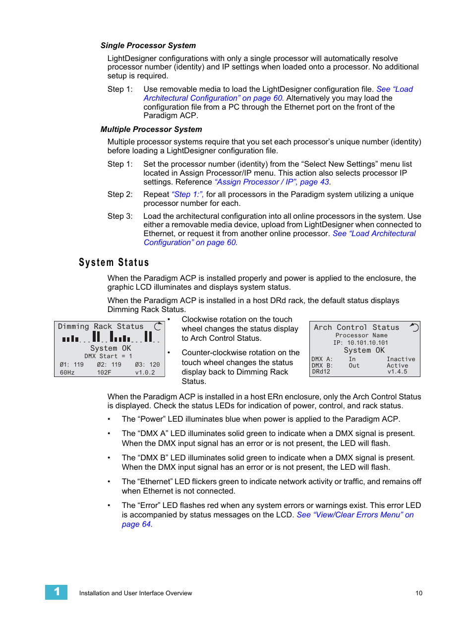 Single processor system, Multiple processor system, System status | ETC Unison Paradigm ACP Configuration Manual v2.1.2 User Manual | Page 15 / 100