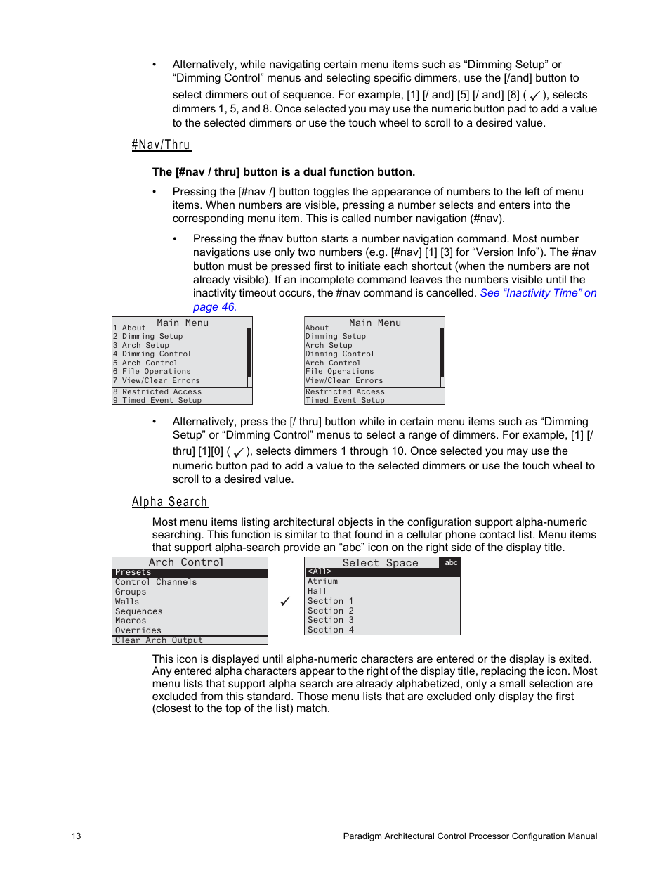 Nav/thru, Alpha search | ETC Unison Paradigm ACP Configuration Manual v2.1.2 User Manual | Page 18 / 100